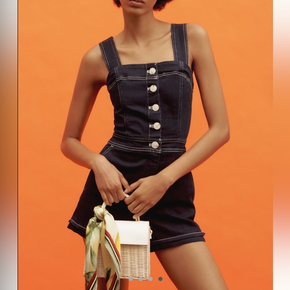 Maeve denim button front romper - Picture 2 of 5